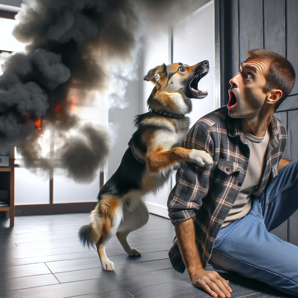 Cane salva la vita del proprietario avvertendolo di un incendio